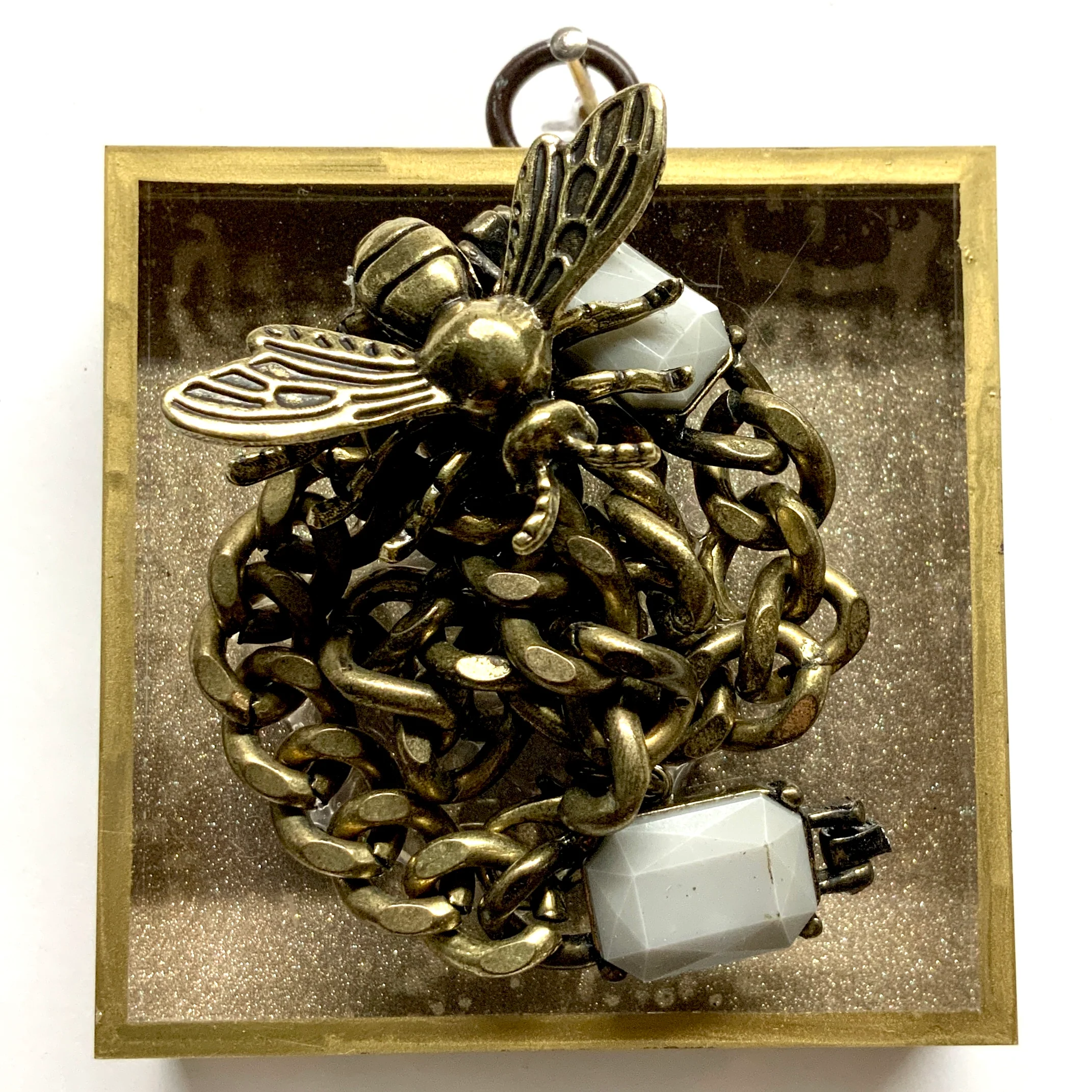 Acrylic Frame with Bee on Necklace / Slight Imperfections (3" wide)