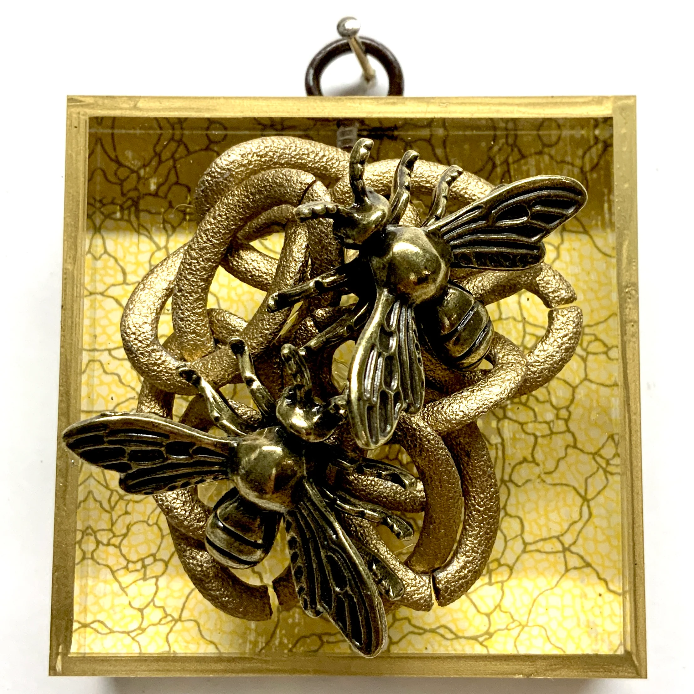 Acrylic Frame with Bees on Necklace / Slight Imperfections (3" wide)