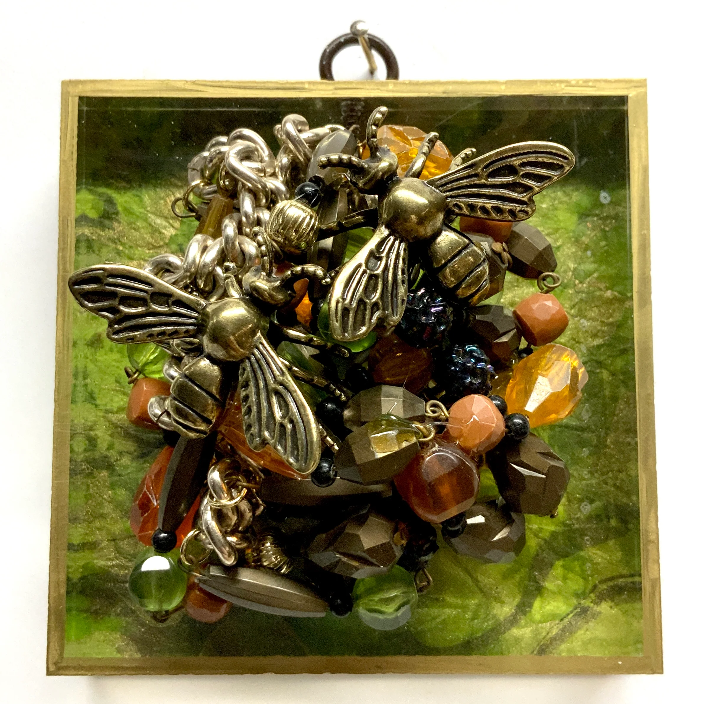 Acrylic Frame with Bees on Necklace / Slight Imperfections (4" wide)