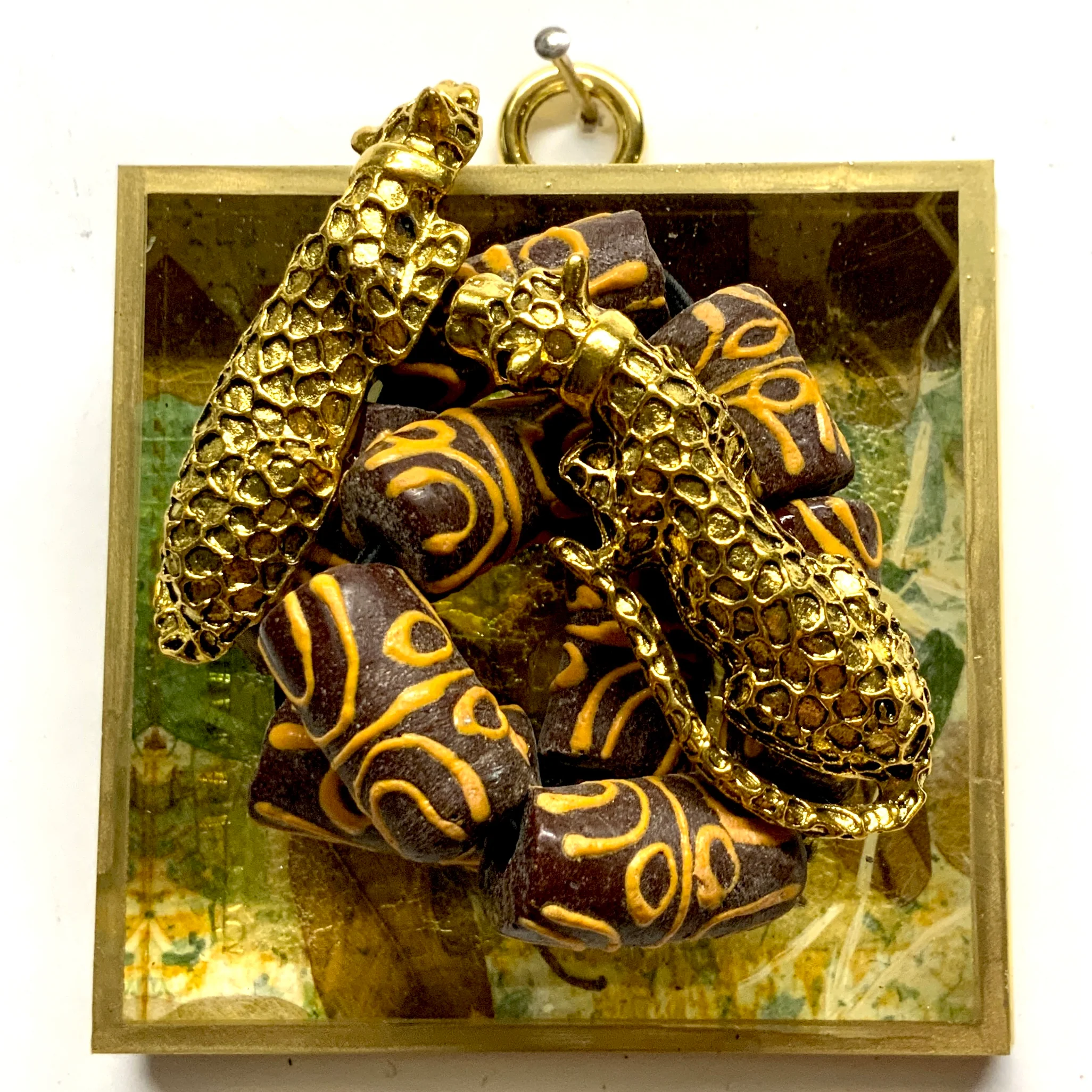 Acrylic Frame with Leopards on Beads / Slight Imperfections (3" wide)