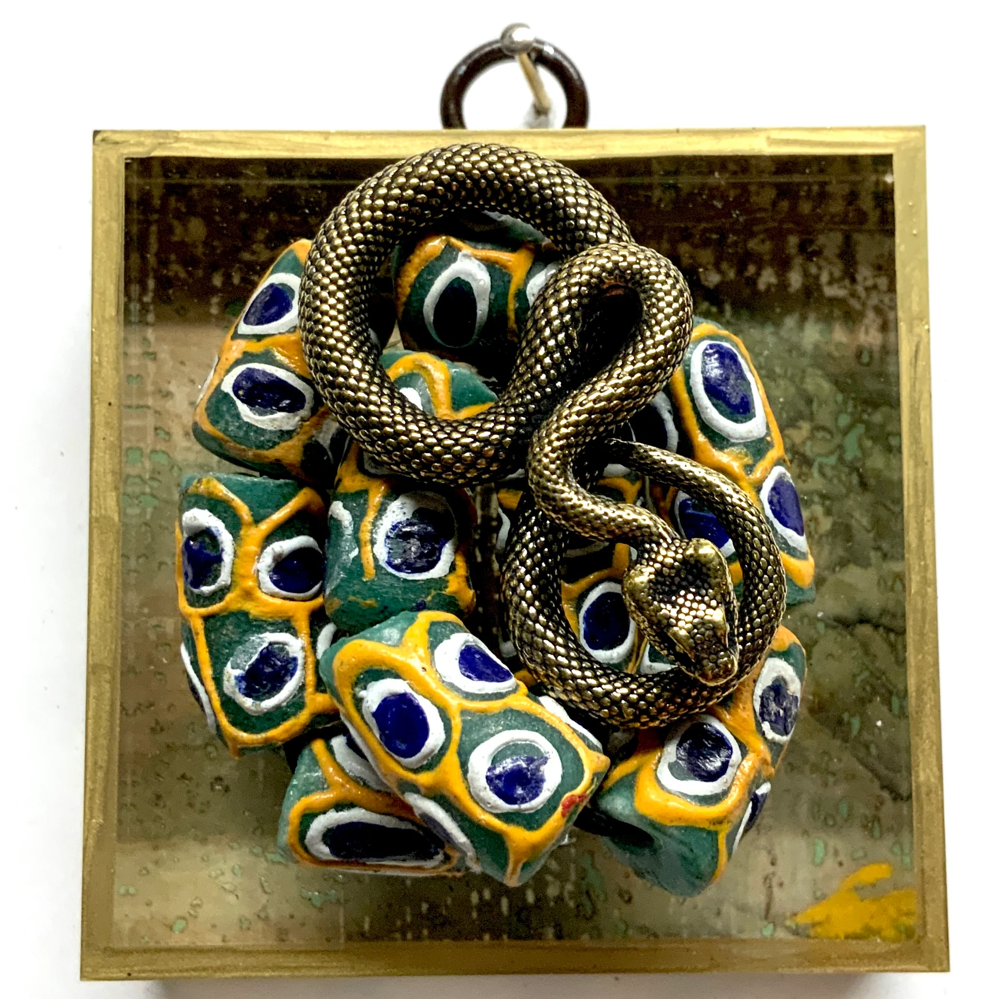 Acrylic Frame with Snake on Beads / Slight Imperfections (3" wide)