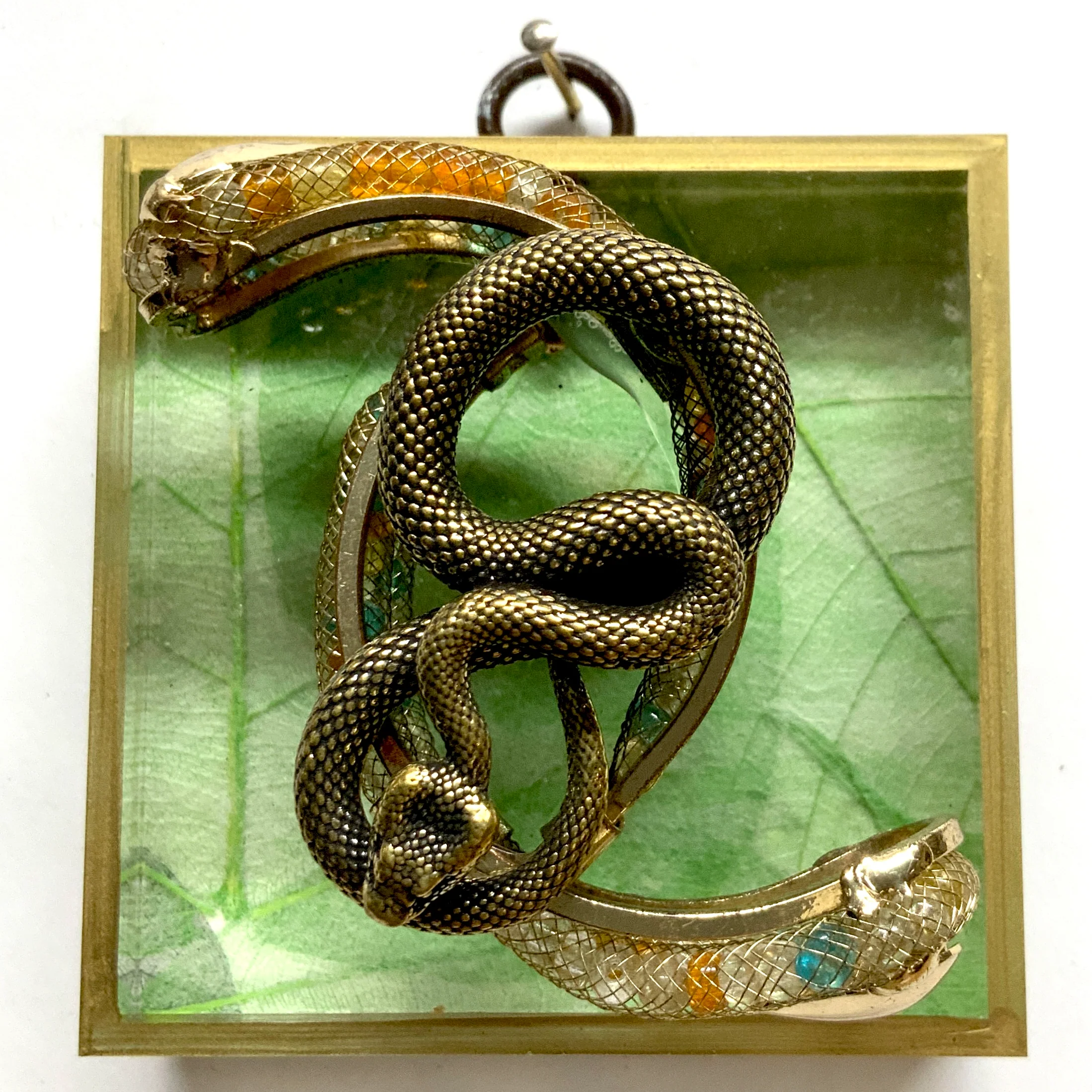 Acrylic Frame with Snake on Bracelet / Slight Imperfections (3" wide)