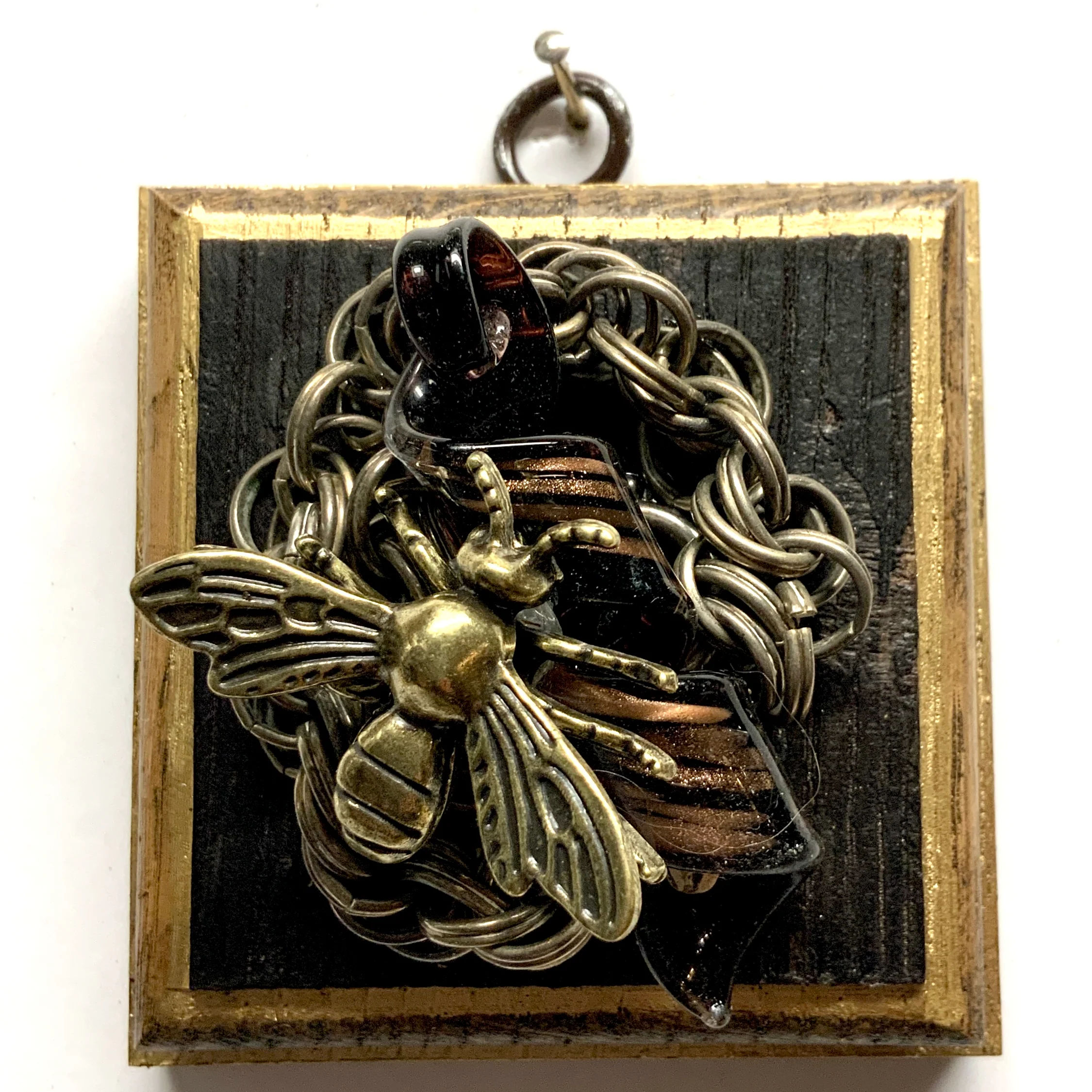 Bourbon Barrel Frame with Bee on Necklace (3.25" wide)